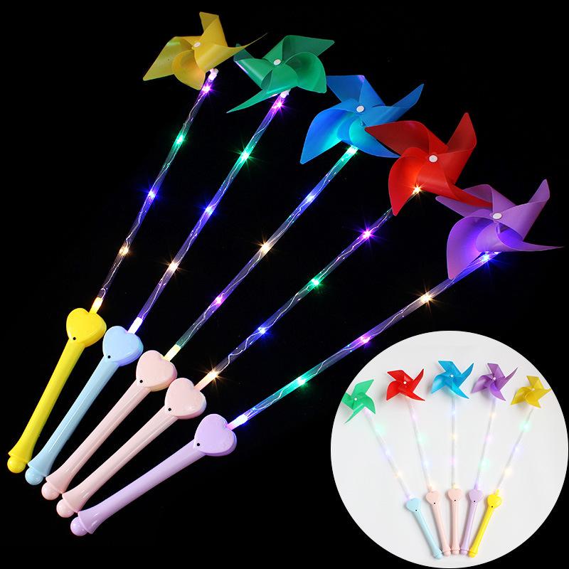Children Fun Glowing Windmill Toys Funny Kids Diy Colourful Flashing Stick Toys Boys&Girls Birthday Holiday Party Supplies Gift