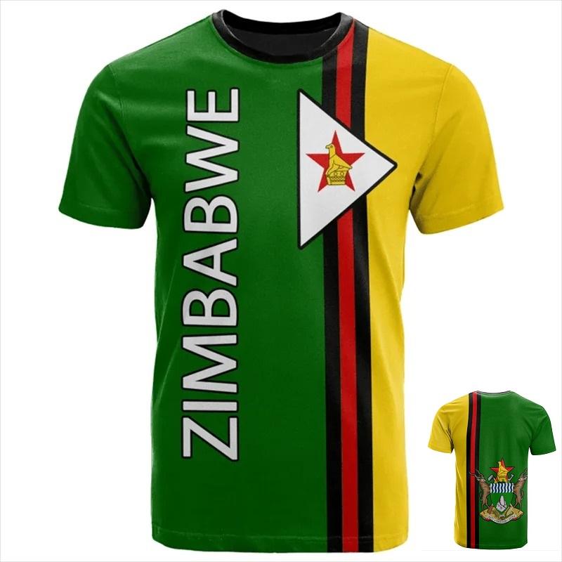 Sommer Rundhals 3D Simbabwe Print Top Modische Lässige Kurzarm Herren T-Shirts