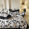 Black Lace Princess Wind French Washed Cotton Four-piece Quilt Cover Quilt Cover Sheet
