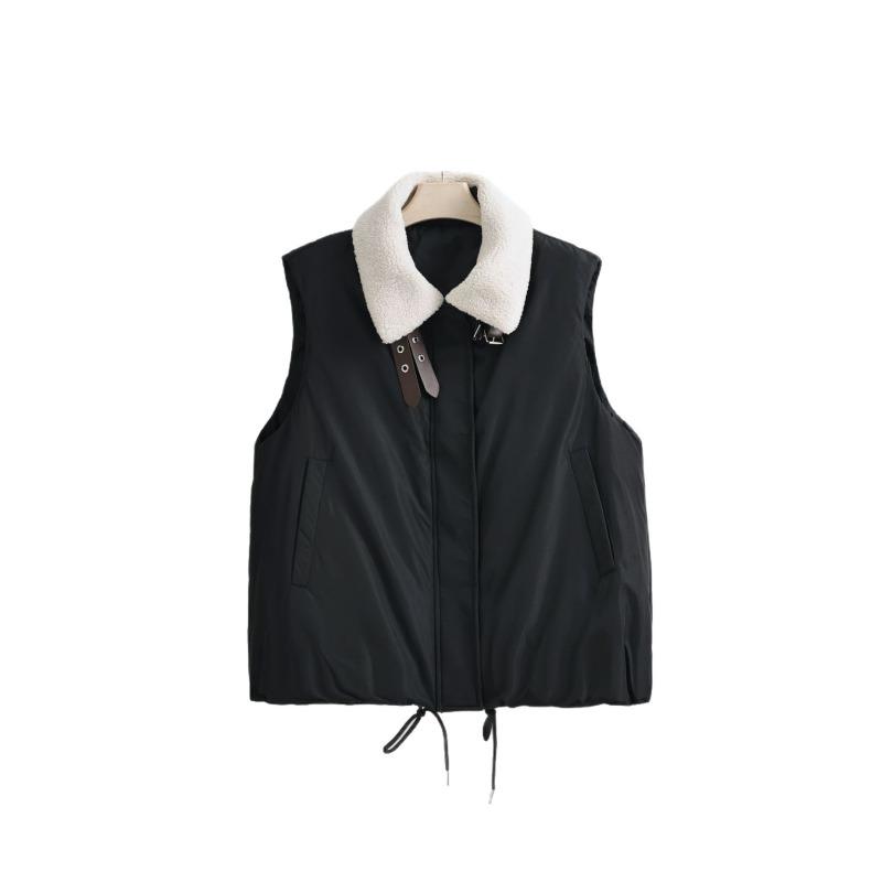 Lammwollweste Damenweste kurz Herbst und Winter Baumwollweste ärmellos Baumwollweste Außenmantel