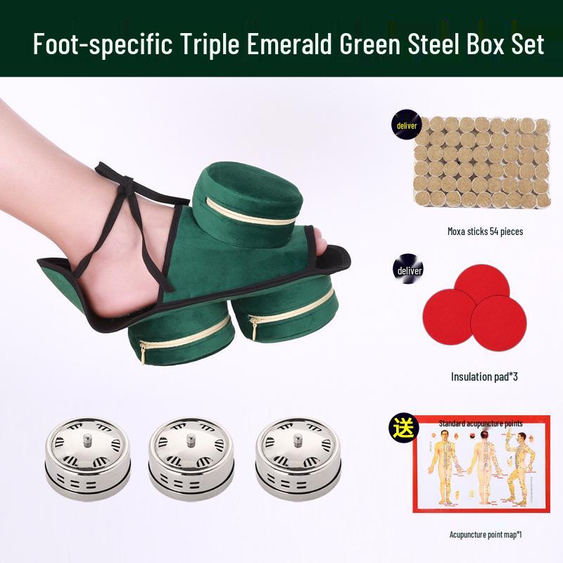 Foot Sole Moxibustion Kit: Portable Moxibustion Box with Hot Compress Bag for Foot Therapy and Cupping Fumigation.