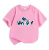 Kids Boys Girls 100% Cotton Crew Neck Short Sleeve T-Shirt, Stylish Graffiti New Water Printed Soft Breathable Casual Tees, Comfortable Summer Daily W