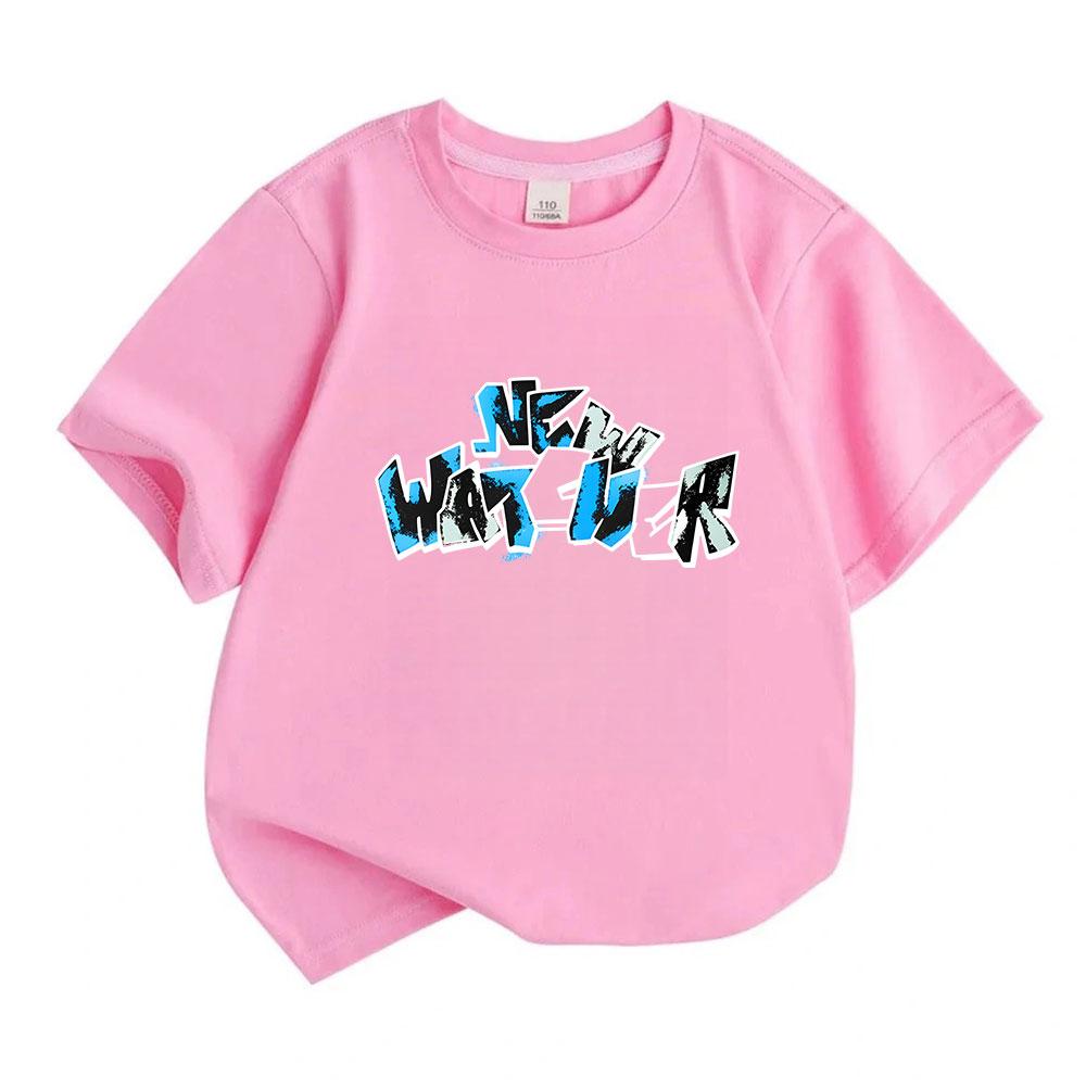 Kids Boys Girls 100% Cotton Crew Neck Short Sleeve T-Shirt, Stylish Graffiti New Water Printed Soft Breathable Casual Tees, Comfortable Summer Daily W