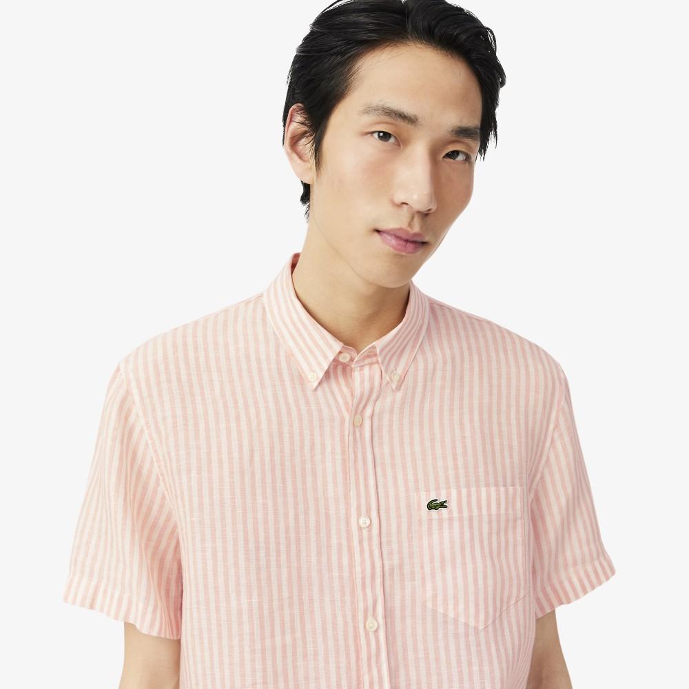 Lacoste Men's Linen Stripe Short-Sleeve Shirt CH8061-56GTIM
