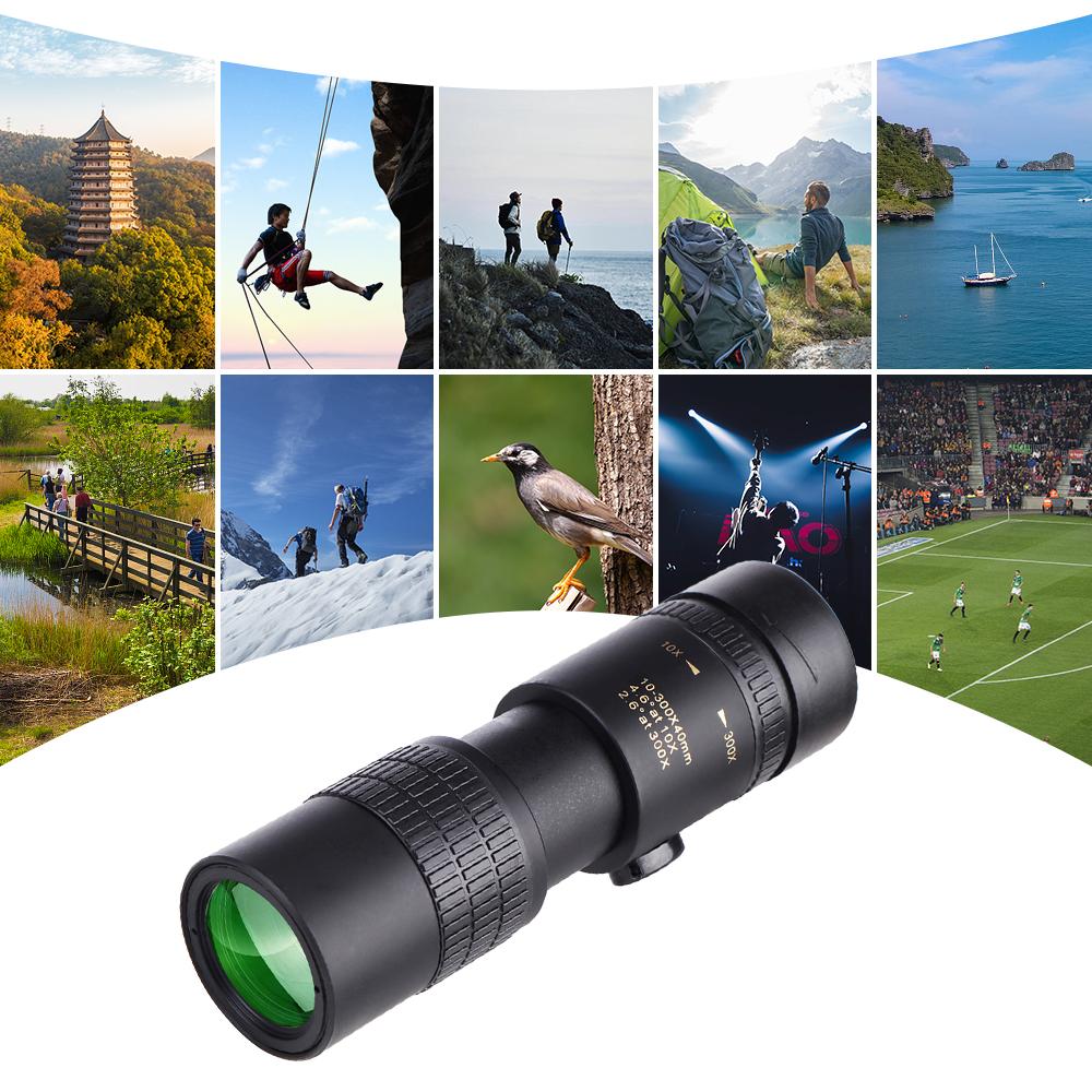 10-300X40mm BAK4 Prism Monocular Telescope Spotting Scope for Adults Bird Watching Camping Hiking monocular with tripod