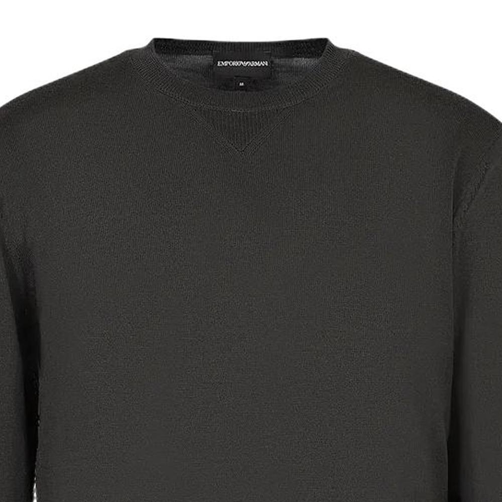 Emporio Armani FW22 Solid Color Side Logo Print Crew Neck Sweater Men Sweater Gray 6L1MXH1-MIVZ1-0558