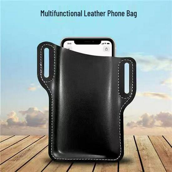 Men's Leather Phone Pouch Belt for Running & Outdoor Use
