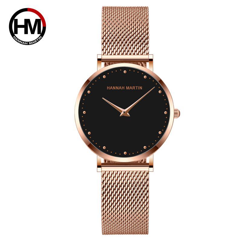 Hannah Martin Japanese Movement Stainless Steel Mesh Waterproof Watch