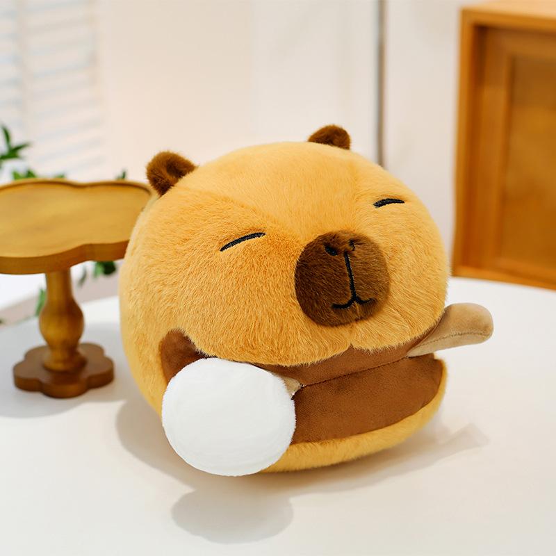 

Cute Kapibara doll wooden fish and dolphin throw pillow capybara catch machine doll doll children s gift plush toy 25cm（0.3kg）