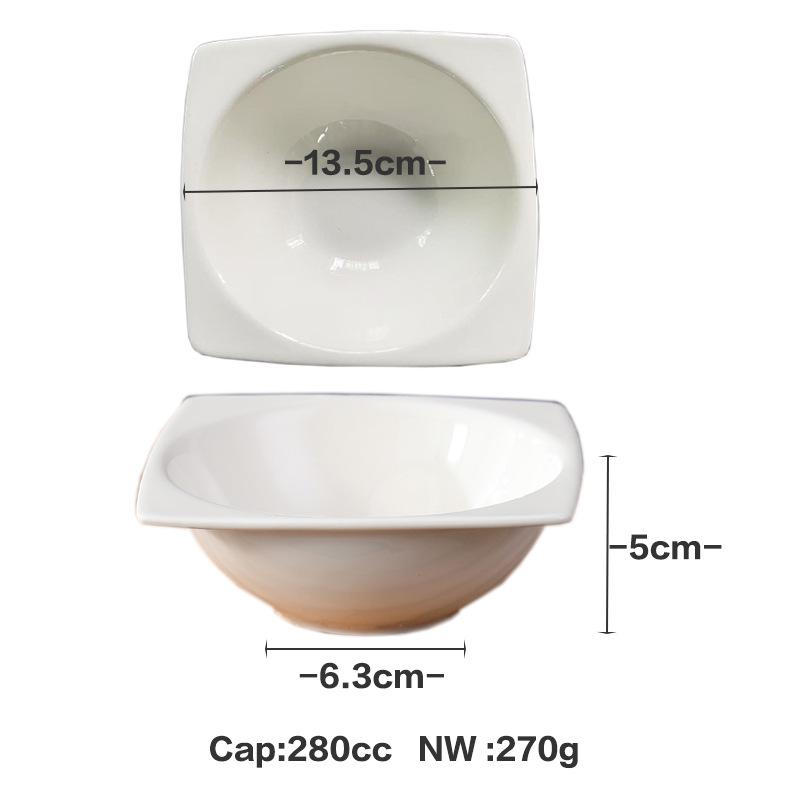 White Ceramic Square Bowl for Salads, Breakfast, Desserts, and Soups