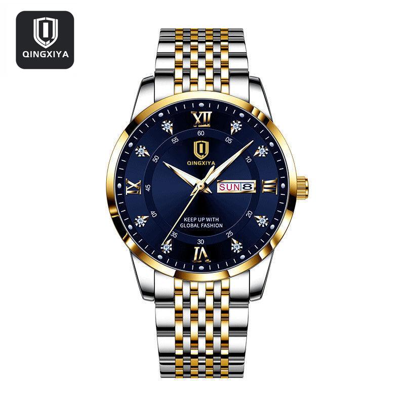 

QINGXIYA мужские деловые повседневные кварцевые наручные часы из нержавеющей стали для мужчин, водонепроницаемые часы для мужчин, модные часы Relogio Masculino