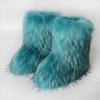 Flat heel high top warm winter furry boots deep mouth round head medium tube imitation fox fur snow boots women