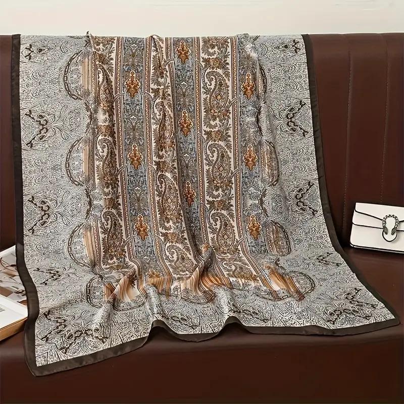 2024 Stylish Korean Brocade Silk Scarf for Women - Versatile Spring/Autumn Shawl