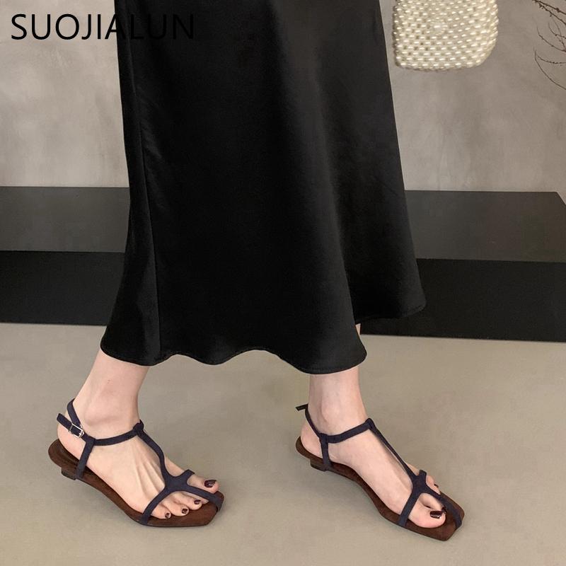 Mode SUOJIALUN 2025 Sommer Neu Damen Sandale Mode Schmaler Riemen Damen Gladiatorschuhe Hoher Keilabsatz Outdoor Kleid Pumps Sandalen