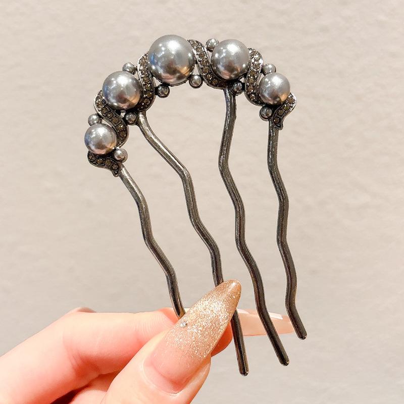 Metal U-Shaped Hair Fork Combs Pearl Tassel Hair Sticks Hair Clip Hairpins Women Girl Hair Accessories Ornament Styling Tool