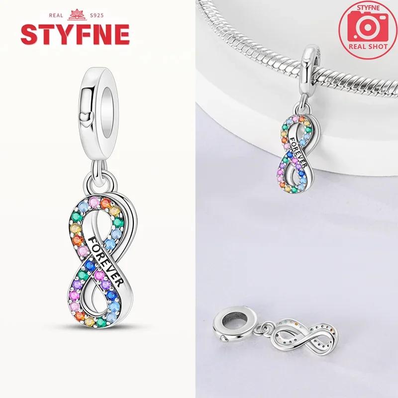 Copper Pink Heart-Shape Forever Love Charms Colorful Zircon Beads Pendant Fit Original Bracelet Diy Jewelry Gifts For Women