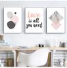 Abstract Art Pink Love Geometric Marble Simple Poster Canvas Painter Decoration for Living Room Sofa Background Bedroom Wall No Frame