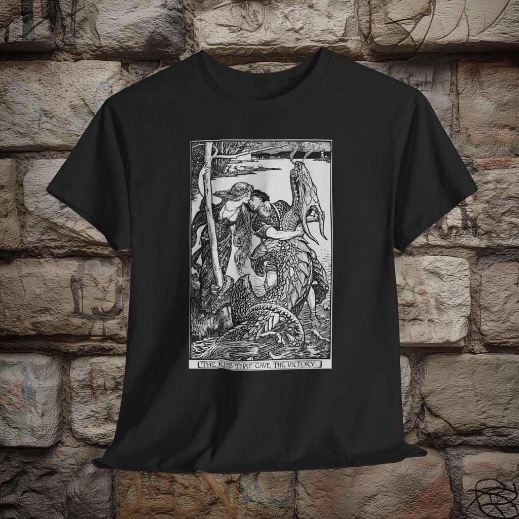 The Kiss That Gave The Victory H J Ford Illustration From The Crimson Fairy Book 1903 Unisex Tshirt Shortsleeved Unisexs Tshirt