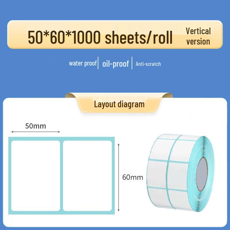Double Row Thermal Paper Self-Adhesive Labels for QR Code & Barcode Printing, Water/Oil/Heat-Resistant, Free Shipping