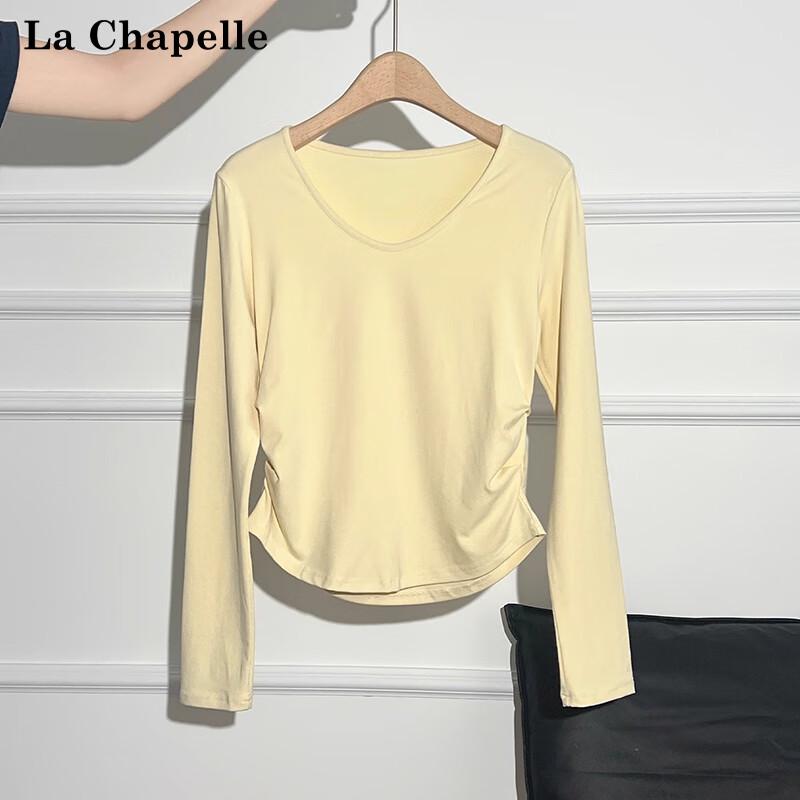 La Chapelle Women's Pleated Waist Long Sleeve T-shirt
