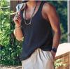 2023 Men Summer Tank Top Knitted Solid Color Sleeveless Vest Tops Gym Fitness Workout Clothes Fashion Crew Neck T Shirt Undershirts