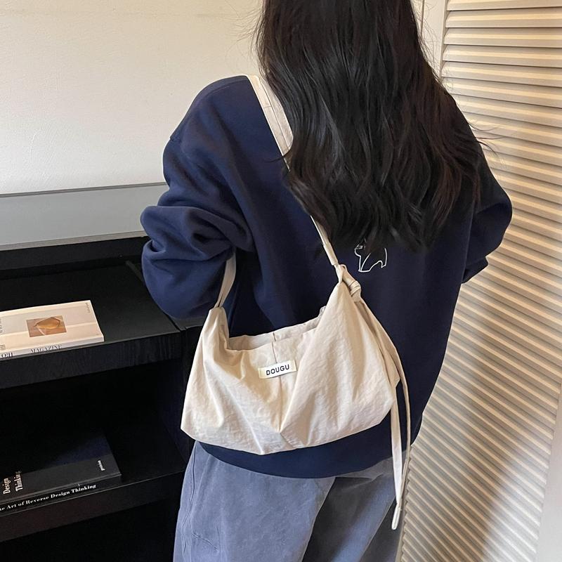Casual Nylon Hobo Shoulder Bag with Zipper Closure Crossbody Purse for Women Daily Travel