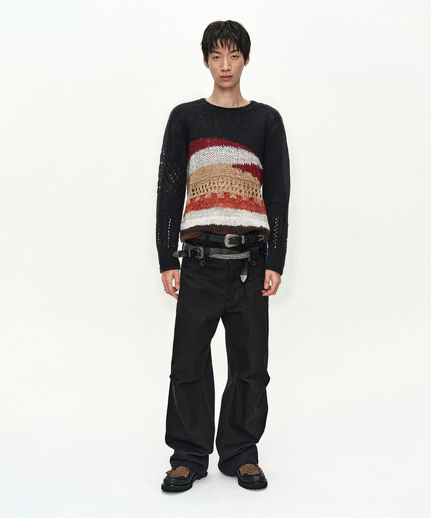 ADSB ANDERSSON BELL Black Hand-Crocheted Crew-Neck Sweater Atb1551M(Black)
