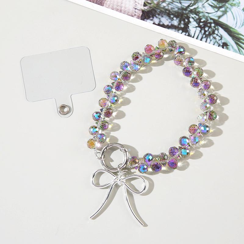 DINGXING INS Crystal Mobile Phone Wristband Flash Bow Small Niche Versatile Portable Durable Fashion Pendant Keychain with Clip