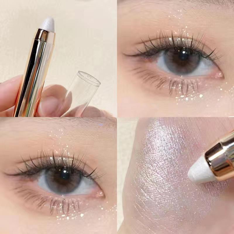 Creion iluminator cu sclipici Creion cu vierme de mătase perlescent, rezistent la apă, de lungă durată, iluminator pentru ochi Stick, alb argintiu, machiaj pentru ochi