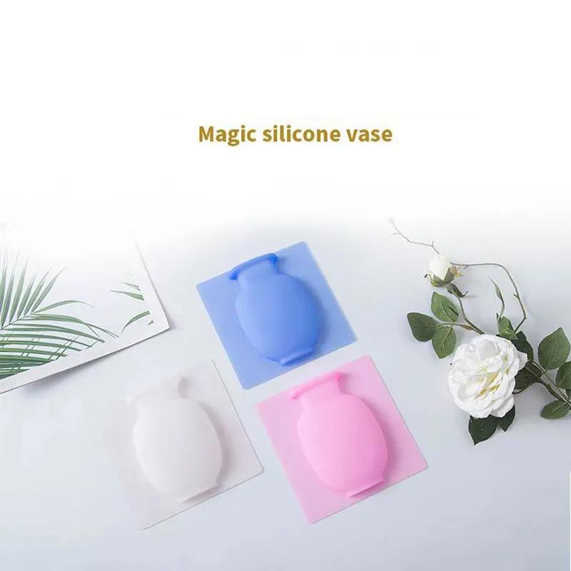 Silicone Sticky Vase Easy Removable Wall & Fridge Magic Flower Plant Vases DIY Home Decoration Accessories Bouquet Storage Decor