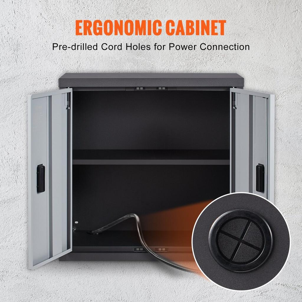 Foldable Wall Cabinet, Metal Garage Locker Mounted 26" Small Tool Chest 240 LBS Loading Capacity Adjustable Shelf Magnetic Door File for Warehouse
