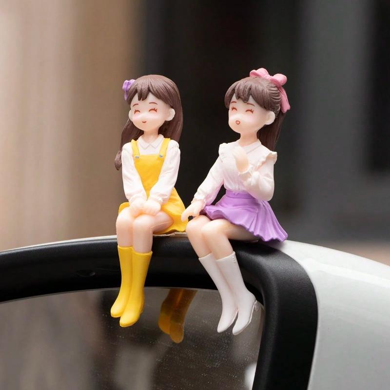 Cute Girls Friendship PVC Material Decorative Set, Suitable For Car Dashboard