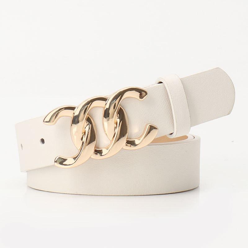 Womens Highend Business Leather Belt With Alloy Buckle For Office Chic Dress And Denim белый