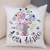 Coffee Time Cushion Cover Colorful Stacked Cup Design Polyester Bedroom Decor Throw Pillow Case