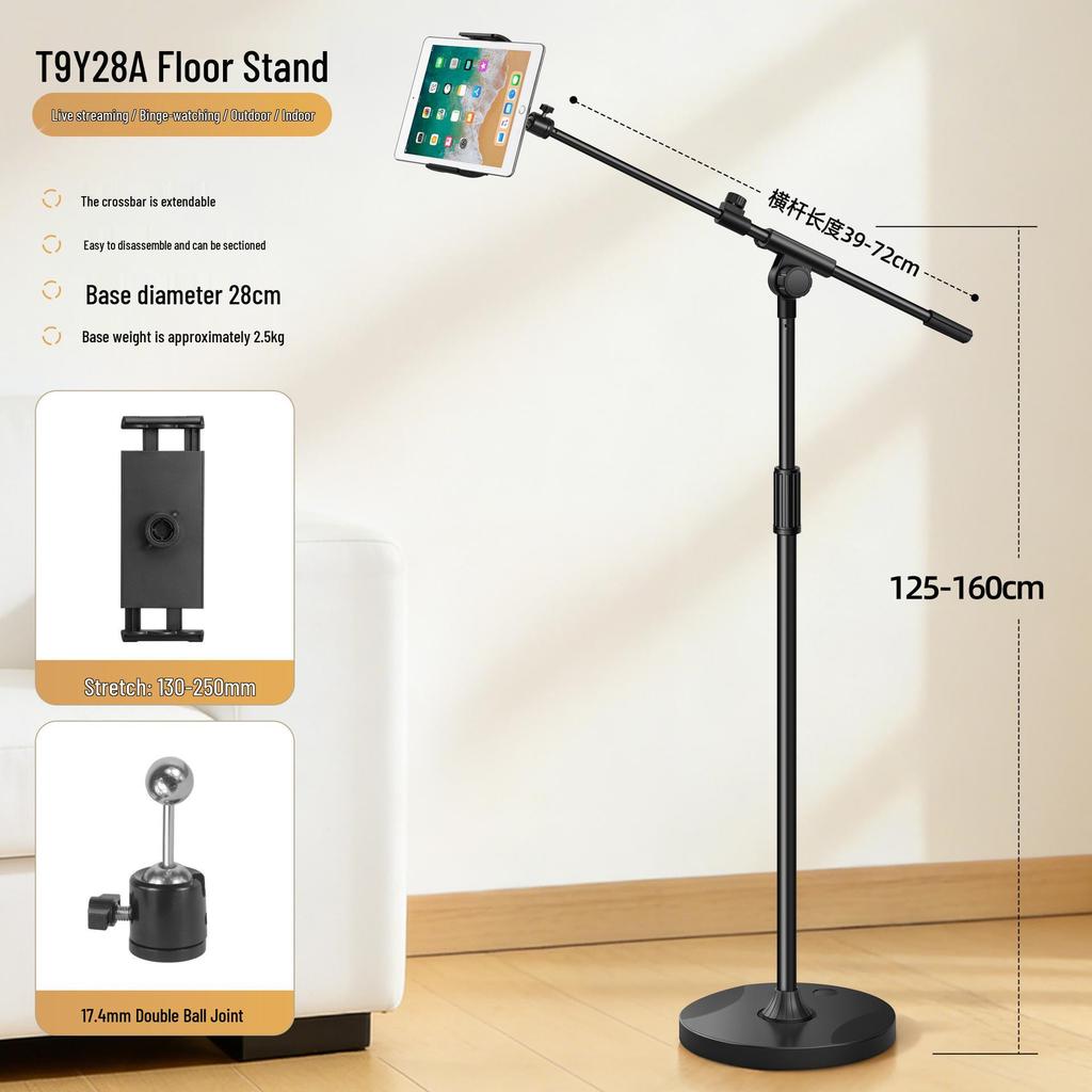 Metal Round Base Vertical Microphone Stand for KTV, Studio, Stage, or Camera/Projector Use