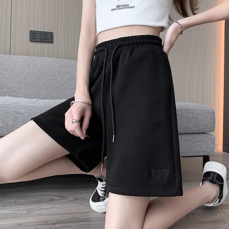 Hong Kong Vintage Chic Outside Wear Sports Shorts Pants Women's Summer Loose Thin Casual Pants High Waist Five Point Pants