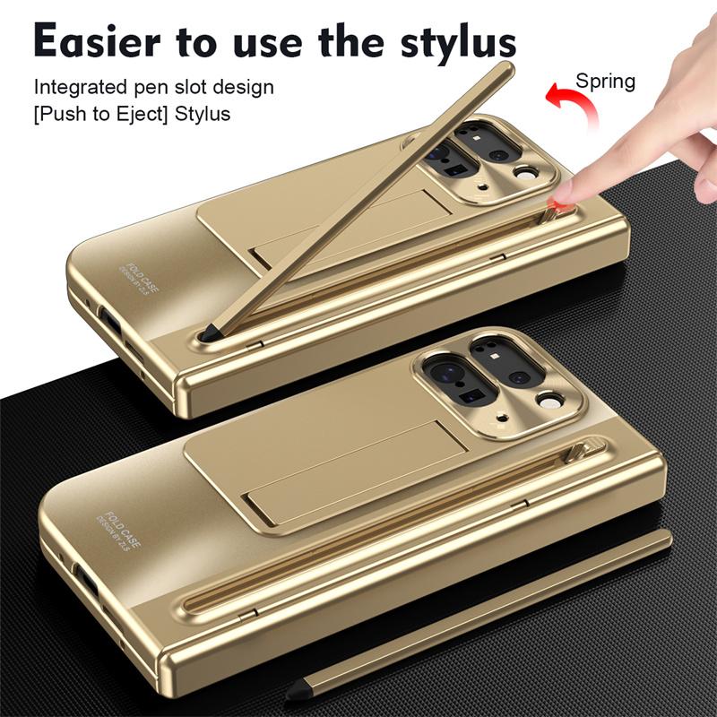For Google Pixel 9 10 11 Pro Fold 2 Phone Case with Hinge Touch Pen Tempered Glass Film Stand Shockproof 360° Full Protect Cover