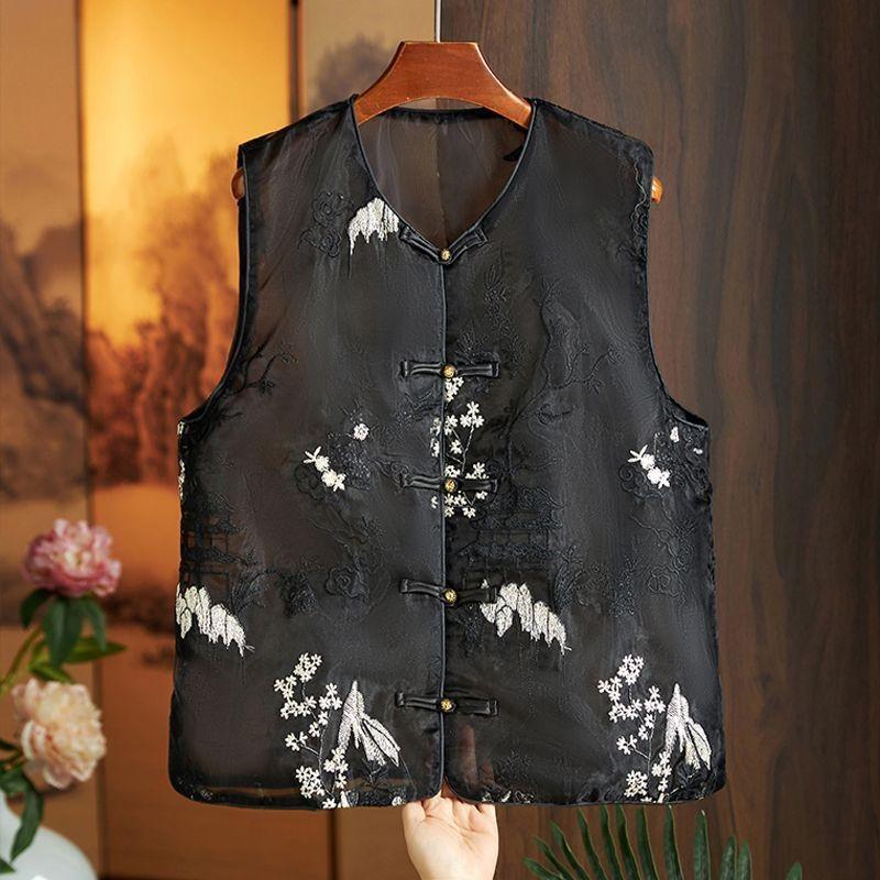 

Популярный в этом году женский тонкий жилет с вышивкой и пряжкой, летний 3XL (recommended 138-75kg)