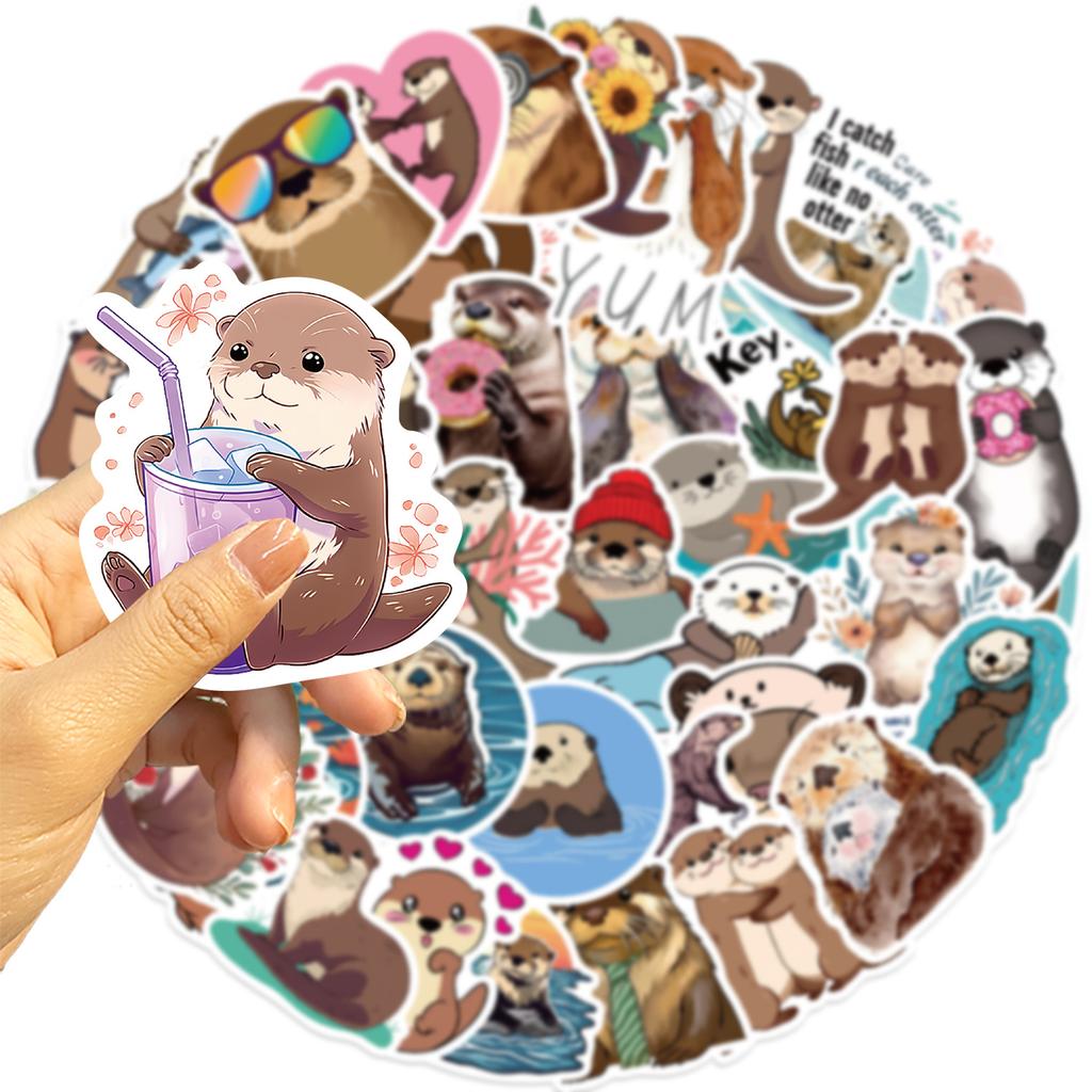 50 Cartoon New Otter Otter Doodle Stickers Decorate Guitar Notebook Suitcase DIY Waterproof