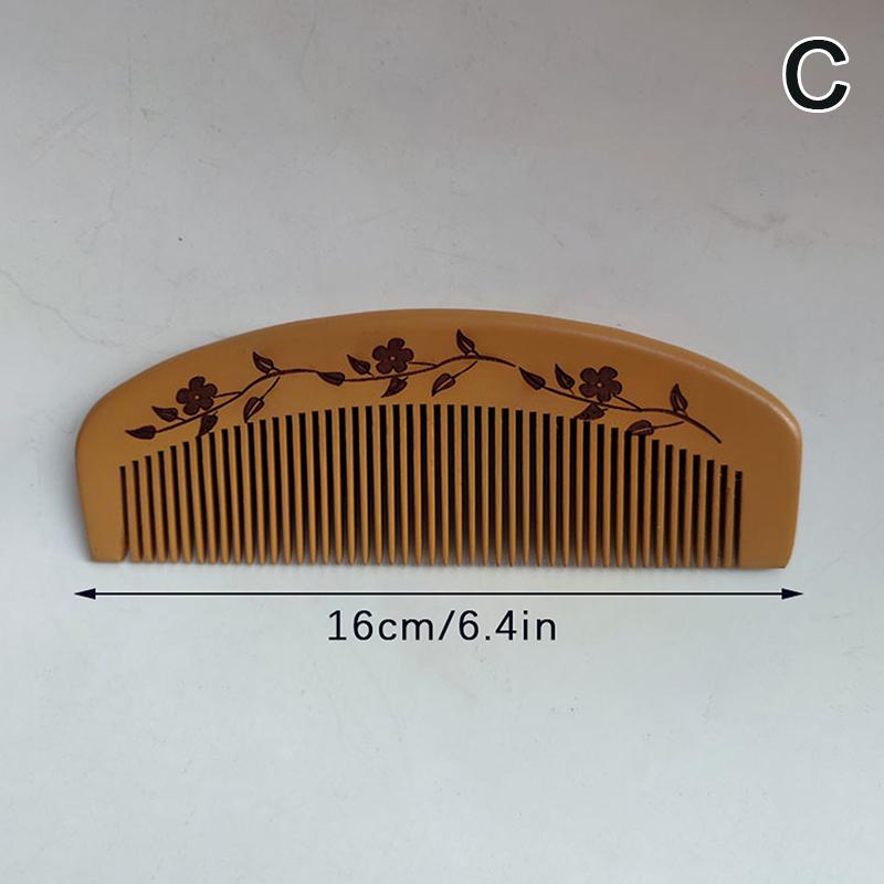 1Pcs Peach Wood Peach Wood Hair Comb Anti-Static Carve Designs Peach Wood Comb Traditional Retro Natural Solid Wood Comb
