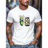 Herren-T-Shirt, Locker und Lässig, Sommerliches Lässiges Herren-T-Shirt mit Rundhalsausschnitt und Kurzen Ärmeln mit "Ängstliche Gurke und Gurkenglas" Grafik