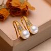 Natural Freshwater Pearl Earrings Fashion Cubic Zirconia Pearl Stud Earrings For Women Party Jewelry