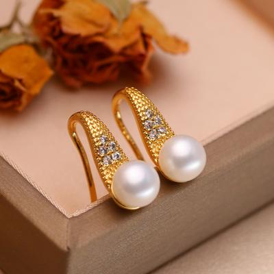 Natürliche Süßwasserperlen Ohrringe Mode Zirkonia Perlen Ohrstecker Für Frauen Partyschmuck