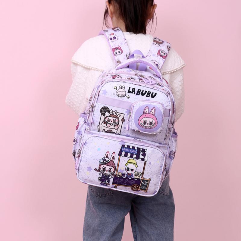 LABUBU Školní taška Školní batoh Lehký Snížení zátěže Ochrana zad a Velkokapacitní Dětský školní batoh pro 1.-6. třídu