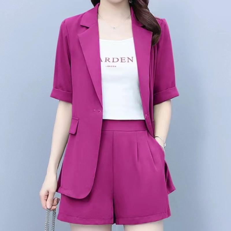 Summer Suit Plus Size Women's Fashion Loose Short-sleeved Suit Jacket Temperament Professional Shorts Suit Two-piece Suit