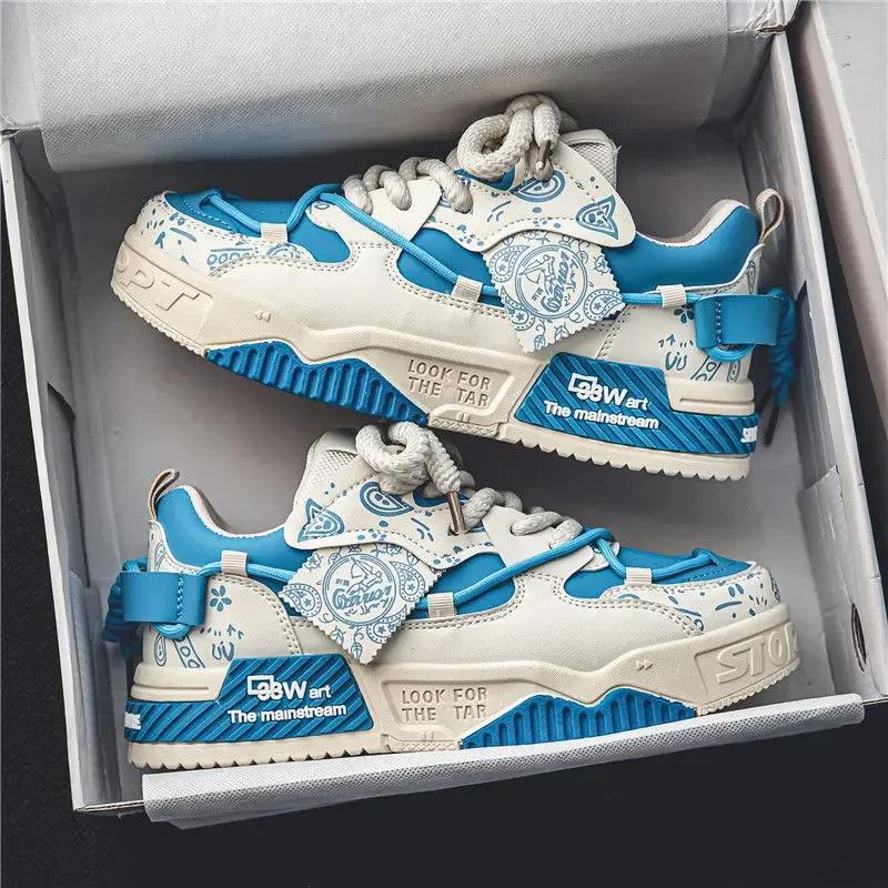 Fashion Sneakers for Men Designer Platform Casual Shoe Fashion Street Skate Shoes for Men Lace Up Vulcanize Shoes Luxury Tenis Shoes2024