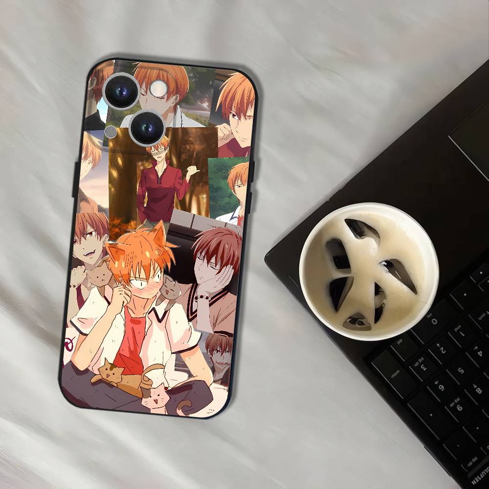 Anime Fruit Basket Phone Case For iPhone 17,16,15,14,13,12,11,Pro,XS,Max,XR,Plus,E,SE4,Mini Black Soft Cover