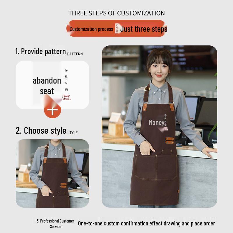 Apron for Catering with Logo Printing - Stain-Proof Workwear for Home, Hair Salon, Milk Tea Shop, and Studios.