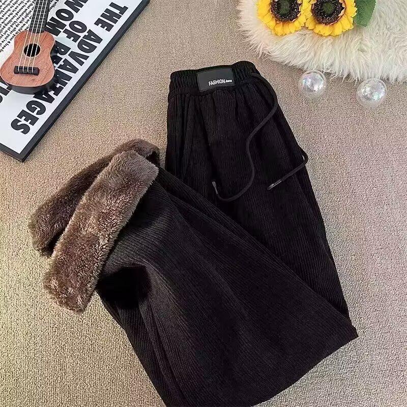 

2025 Autumn/Winter Women s Slimming Corduroy Straight-Leg Pants with Elastic Waist XL