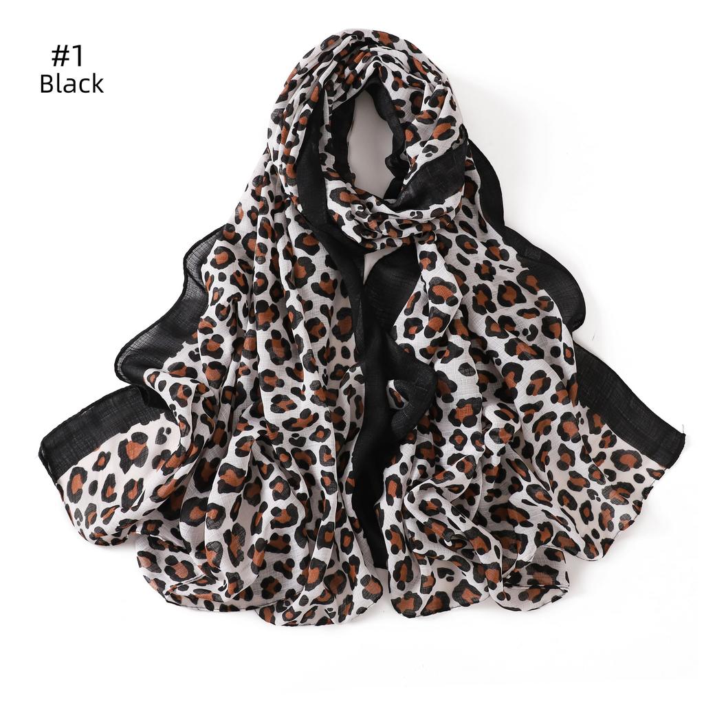 Sunscreen Voile Thin Women Scarf Hijab Classic Leopard Print Scarves Soft Lady Foulard Viscose Female Wrap Shawls
